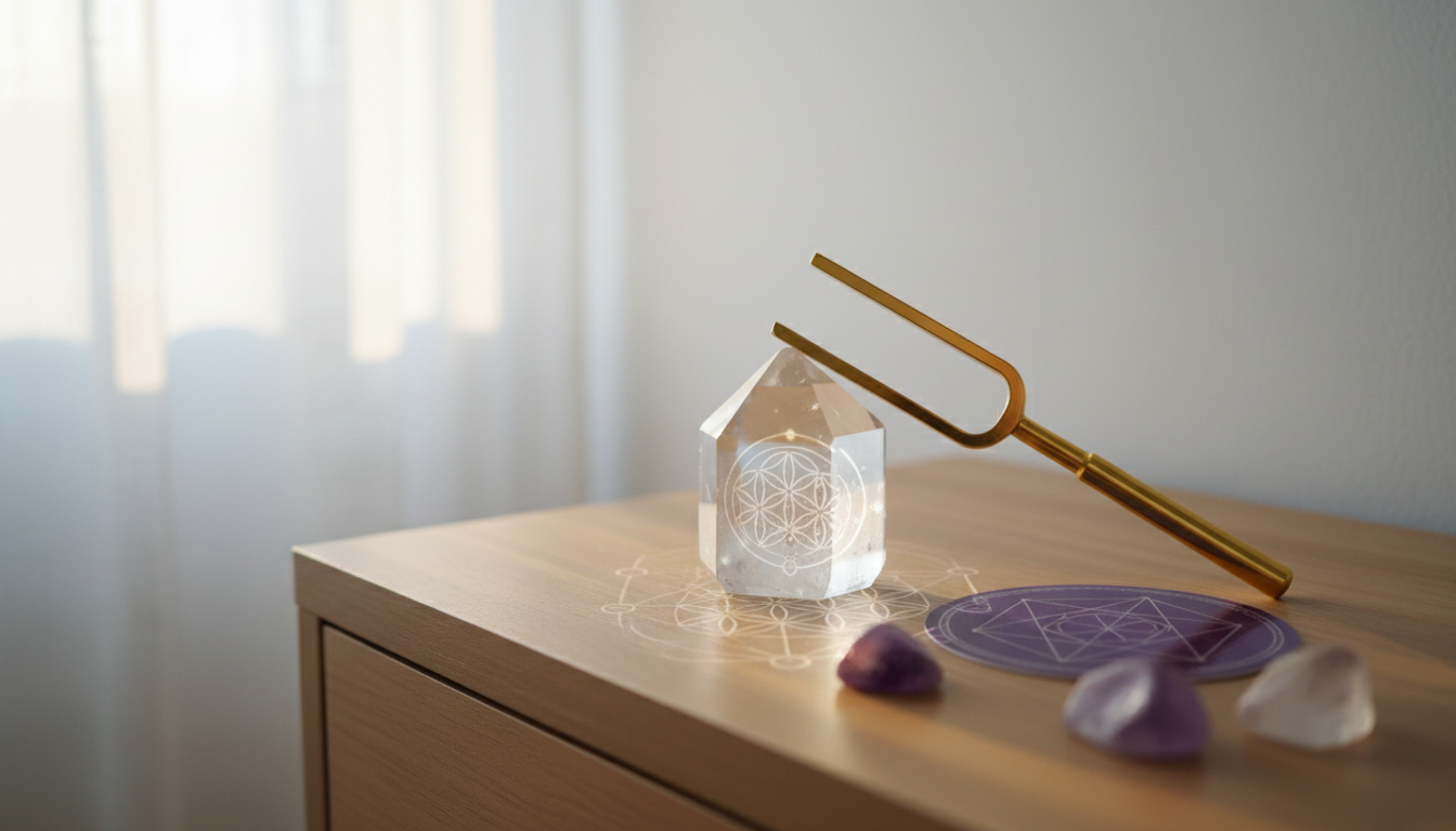 見出し1用: クリスタルチューナーで朝が変わる|静寂の儀式5ステップ - イメージイラスト